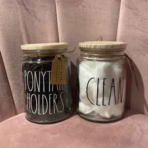 Rae Dunn bathroom jars -